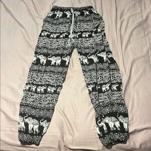 Black and White Elephant Print Pants